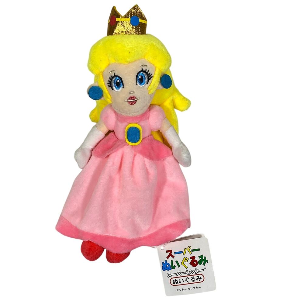 Super Mario Princess Peach Plush Doll Stuffed Toy Pink Dress Anime Girl 8 Inch